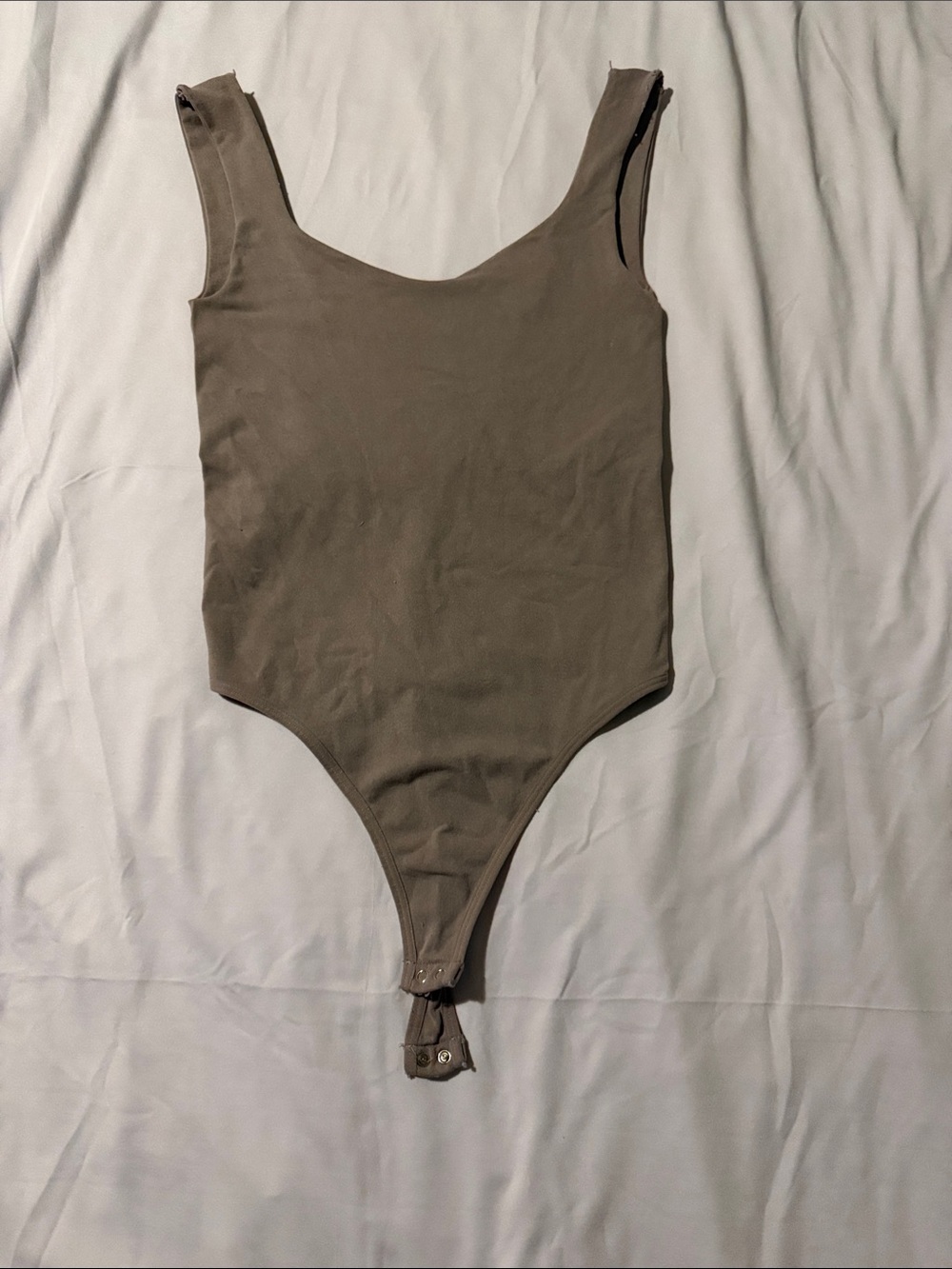Scoop Neck Taupe Bodysuit - Minimal Stretch Tank